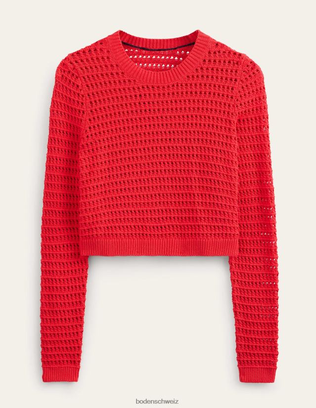 Boden Frauen Kurzer Häkelpullover VH86PT1589 Kleidung Hochrisikorot