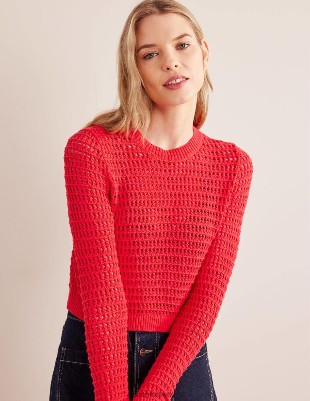 Boden Frauen Kurzer Häkelpullover VH86PT1589 Kleidung Hochrisikorot