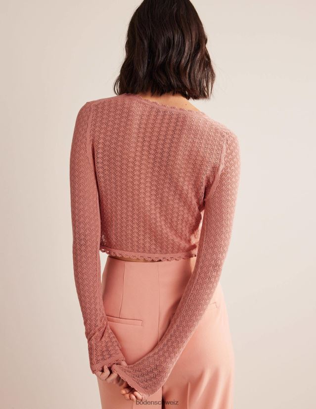 Boden Frauen Kurzer Pointelle-Cardigan VH86PT1282 Kleidung Rosa