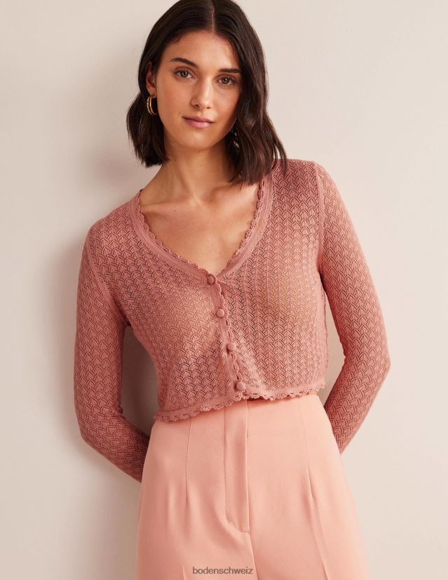 Boden Frauen Kurzer Pointelle-Cardigan VH86PT1282 Kleidung Rosa