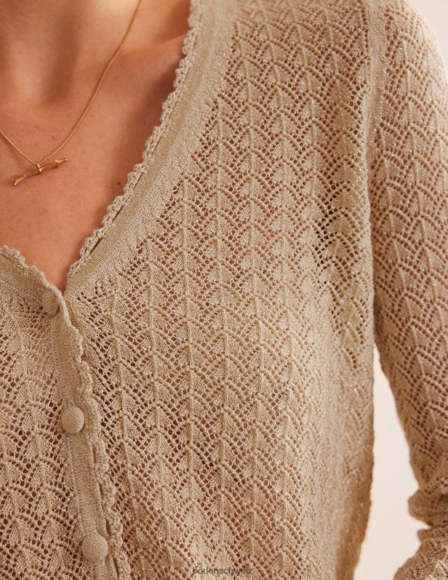 Boden Frauen Kurzer Pointelle-Cardigan VH86PT1664 Kleidung goldener Glanz