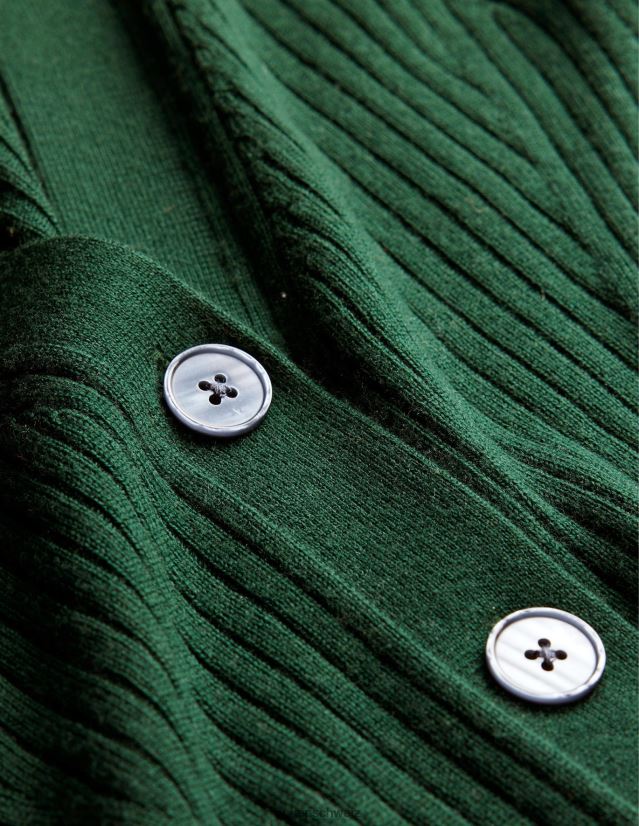 Boden Frauen Kurzer Rippstrick-Cardigan aus Merinowolle VH86PT1649 Kleidung Smaragdnacht