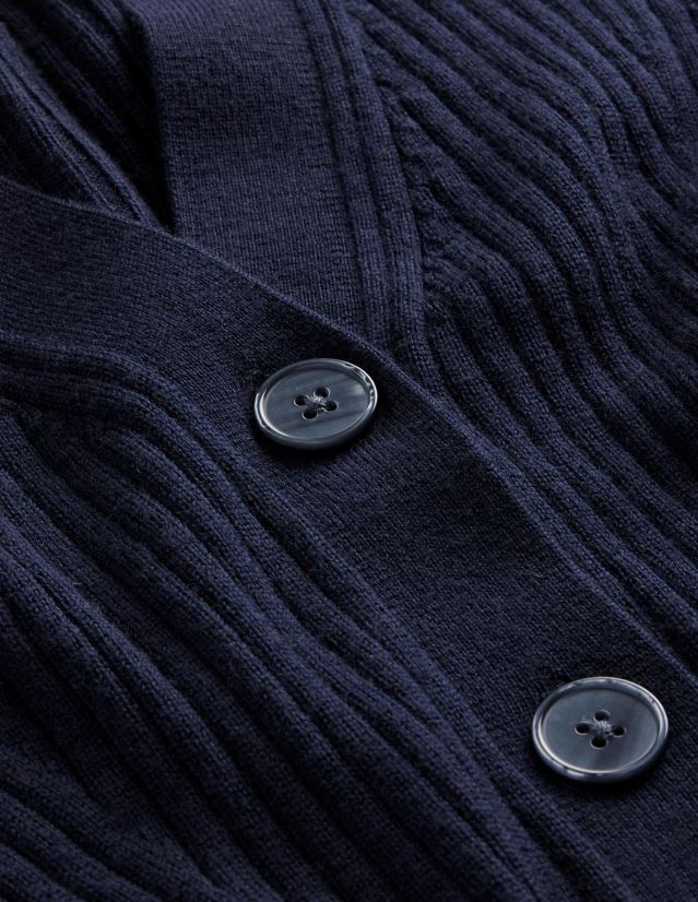Boden Frauen Kurzer Rippstrick-Cardigan aus Merinowolle VH86PT1719 Kleidung Marine