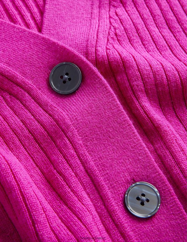 Boden Frauen Kurzer Rippstrick-Cardigan aus Merinowolle VH86PT2133 Kleidung rosaviolett
