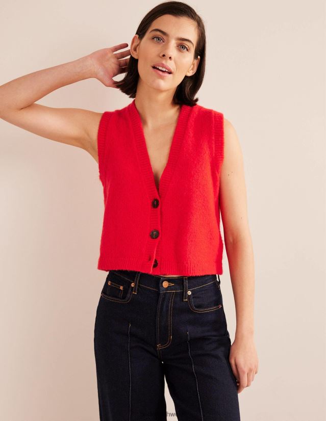 Boden Frauen Kurzes, flauschiges Cardigan-Tanktop VH86PT2053 Kleidung Hochrisikorot