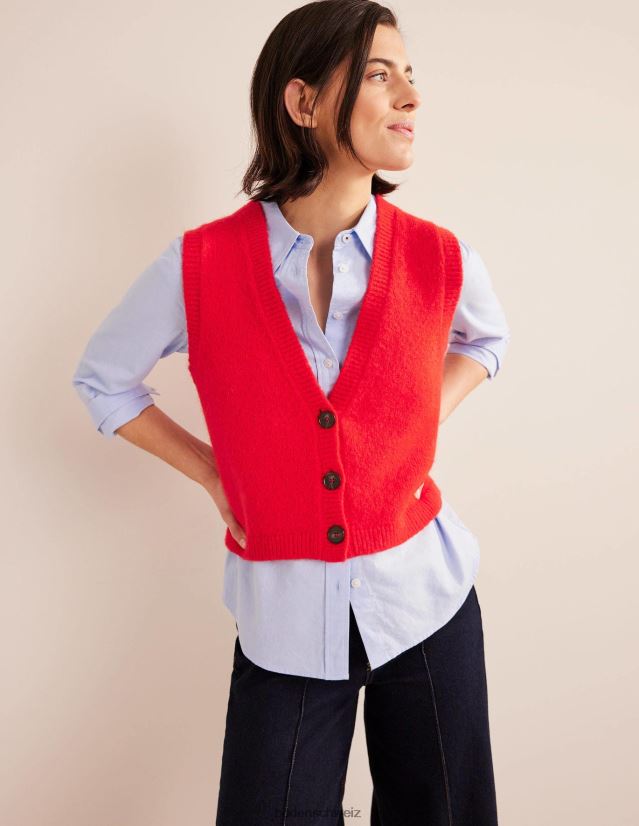 Boden Frauen Kurzes, flauschiges Cardigan-Tanktop VH86PT2053 Kleidung Hochrisikorot