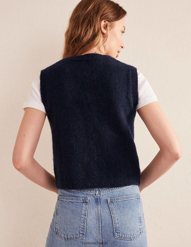 Boden Frauen Kurzes, flauschiges Cardigan-Tanktop VH86PT2120 Kleidung Marine