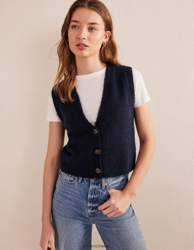 Boden Frauen Kurzes, flauschiges Cardigan-Tanktop VH86PT2120 Kleidung Marine