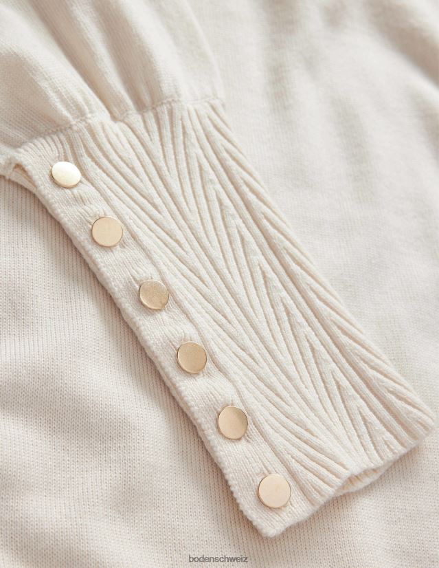 Boden Frauen Merinopullover mit Knopfmanschette VH86PT1971 Kleidung warmes Elfenbein