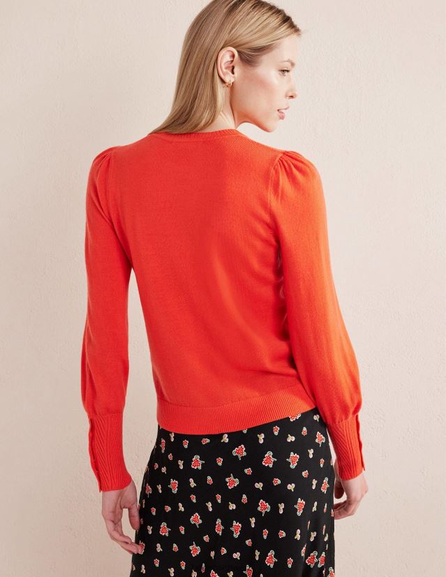 Boden Frauen Merinopullover mit Knopfmanschette VH86PT2071 Kleidung Melonen-Crush