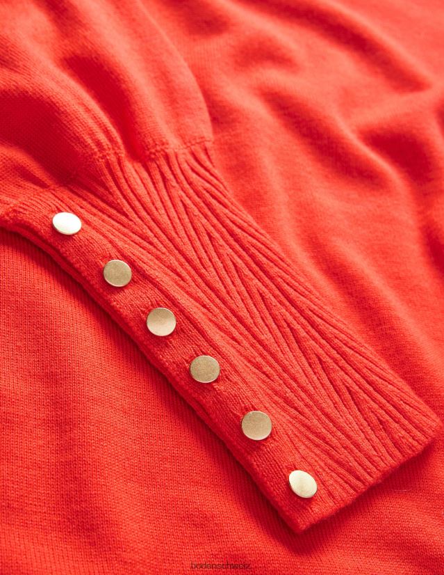 Boden Frauen Merinopullover mit Knopfmanschette VH86PT2071 Kleidung Melonen-Crush
