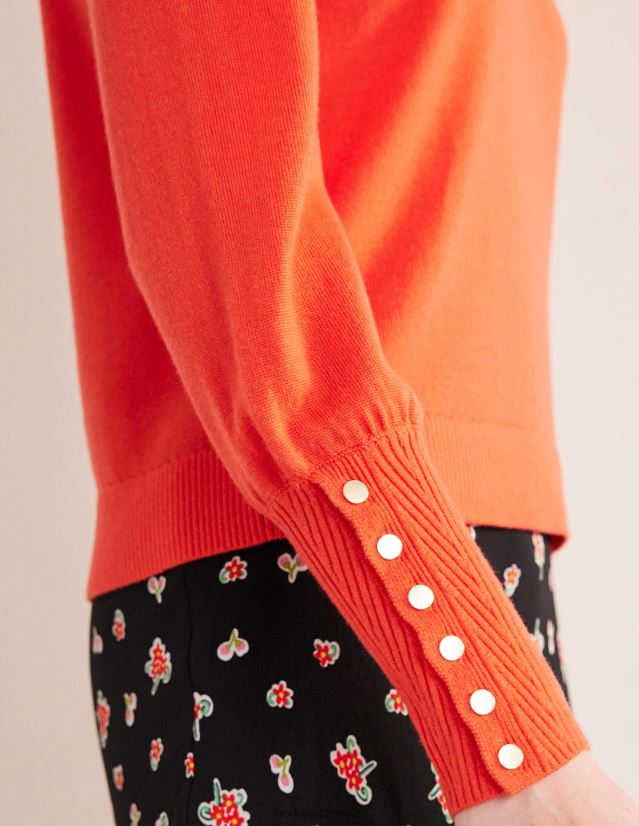 Boden Frauen Merinopullover mit Knopfmanschette VH86PT2071 Kleidung Melonen-Crush