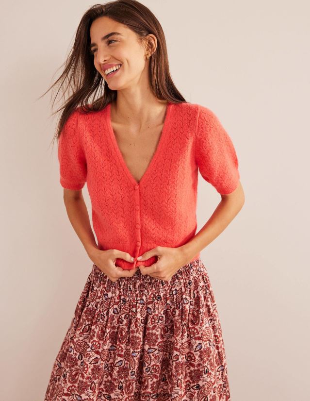 Boden Frauen Pointelle-Cardigan VH86PT1787 Kleidung Koralle