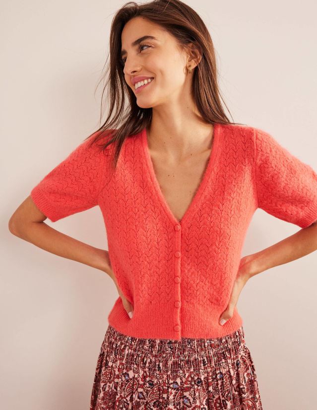 Boden Frauen Pointelle-Cardigan VH86PT1787 Kleidung Koralle