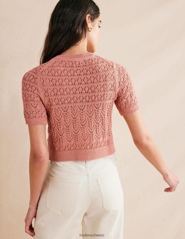 Boden Frauen Pointelle-Cardigan mit Rundhalsausschnitt VH86PT1480 Kleidung Rosa