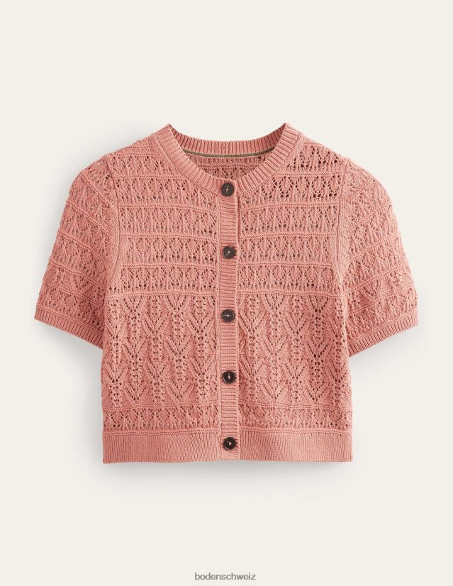 Boden Frauen Pointelle-Cardigan mit Rundhalsausschnitt VH86PT1480 Kleidung Rosa
