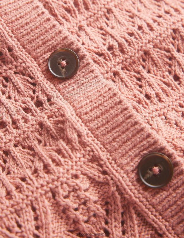 Boden Frauen Pointelle-Cardigan mit Rundhalsausschnitt VH86PT1480 Kleidung Rosa