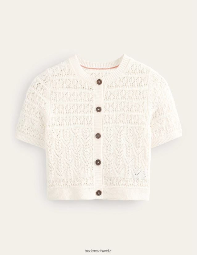 Boden Frauen Pointelle-Cardigan mit Rundhalsausschnitt VH86PT2106 Kleidung warmes Elfenbein