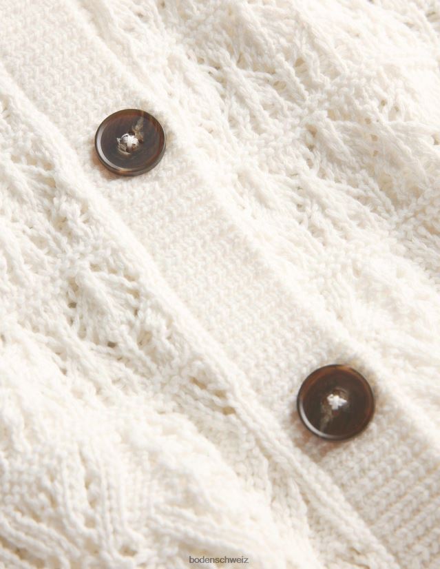 Boden Frauen Pointelle-Cardigan mit Rundhalsausschnitt VH86PT2106 Kleidung warmes Elfenbein