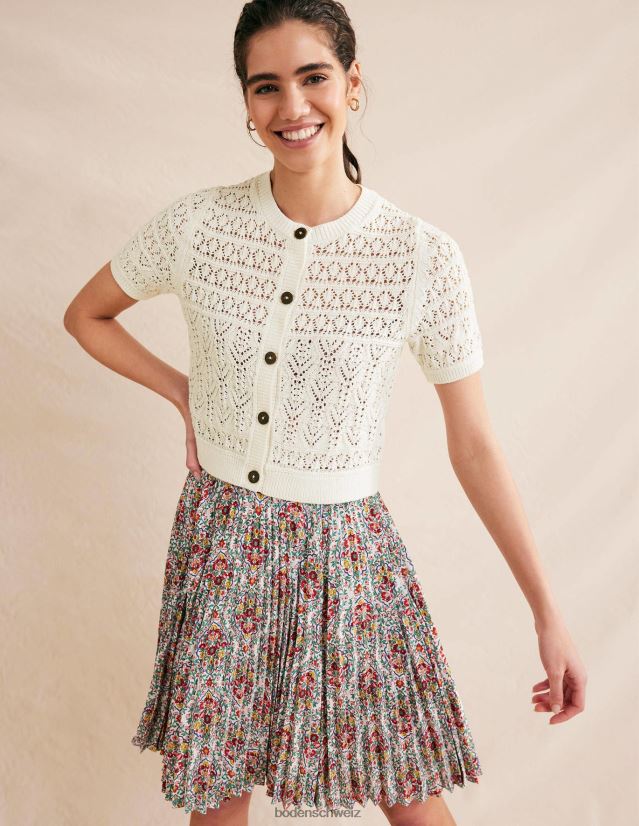 Boden Frauen Pointelle-Cardigan mit Rundhalsausschnitt VH86PT2106 Kleidung warmes Elfenbein