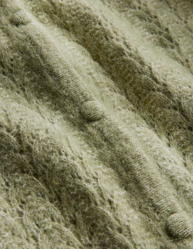 Boden Frauen Pointelle-Cardigan mit langen Ärmeln VH86PT1369 Kleidung steingrün