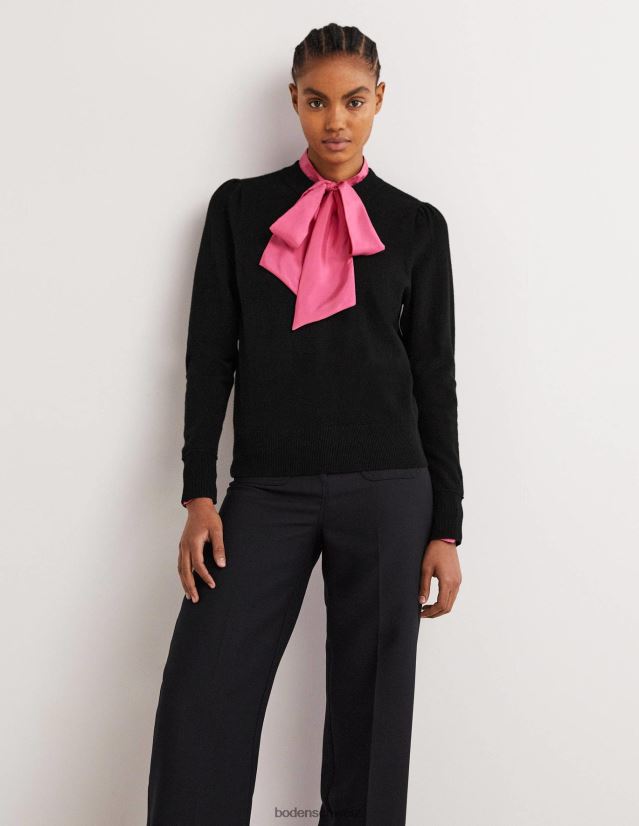 Boden Frauen Pullover aus Kaschmir mit Puffärmeln VH86PT1330 Kleidung Schwarz