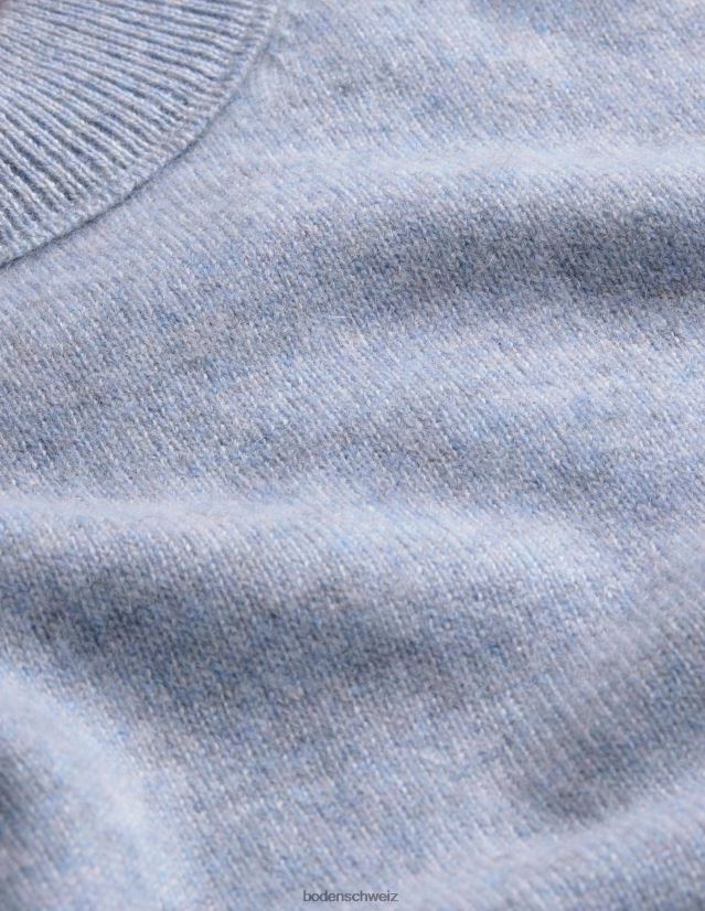 Boden Frauen Pullover aus Kaschmir mit Puffärmeln VH86PT2239 Kleidung blaue Melange