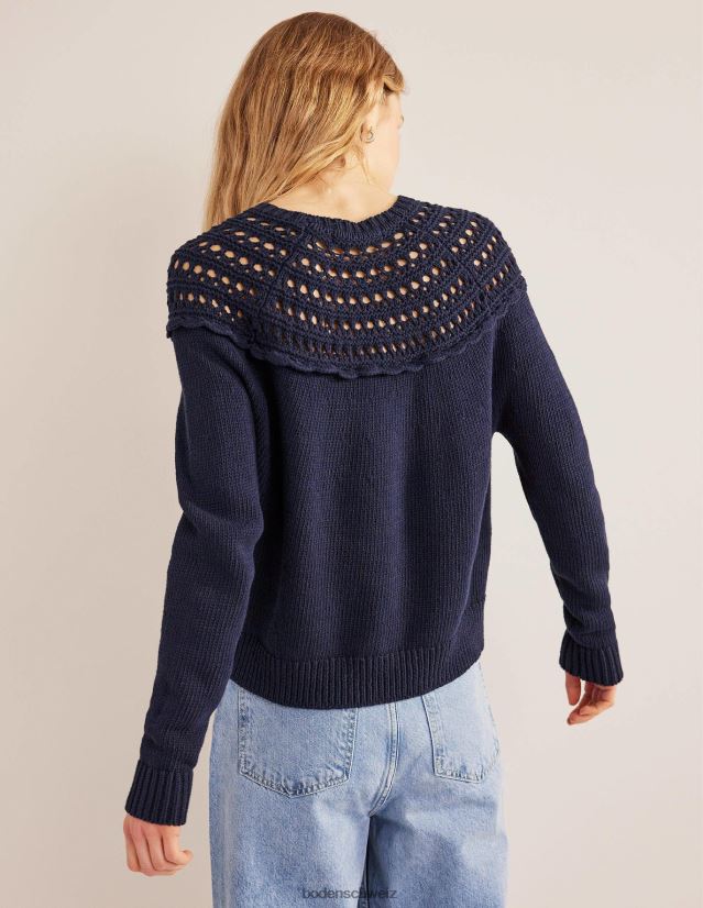 Boden Frauen Pullover mit Häkelpasse VH86PT1123 Kleidung Marine