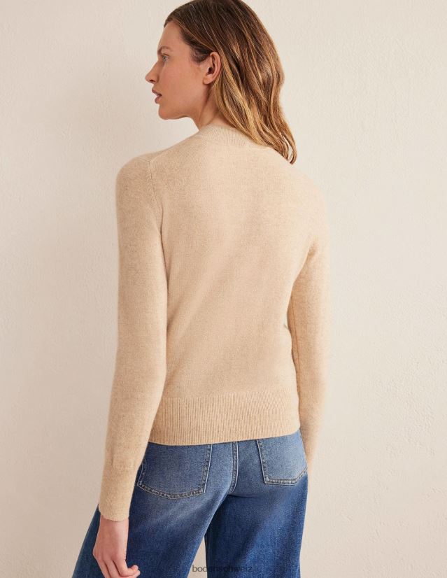 Boden Frauen Rollkragenpullover aus Kaschmir VH86PT1249 Kleidung Chinchilla-Melange