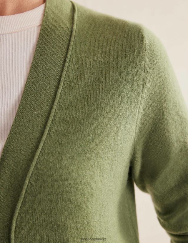 Boden Frauen Strickjacke aus Kaschmir mit V-Ausschnitt VH86PT1838 Kleidung steingrün