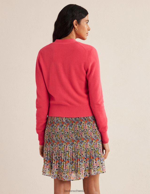 Boden Frauen Strickjacke aus Kaschmir mit V-Ausschnitt VH86PT1983 Kleidung helle Wassermelone