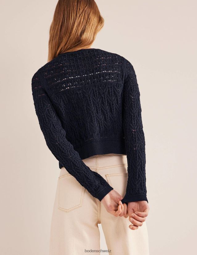 Boden Frauen Strickjacke aus Pointelle-Baumwolle VH86PT1718 Kleidung Marine
