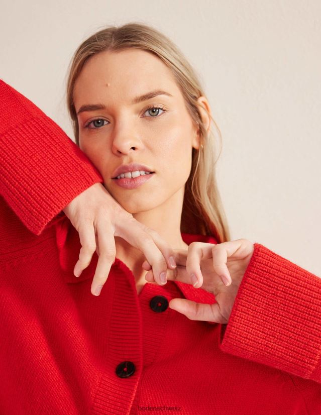 Boden Frauen Strickjacke mit Kragen VH86PT2214 Kleidung Hochrisikorot