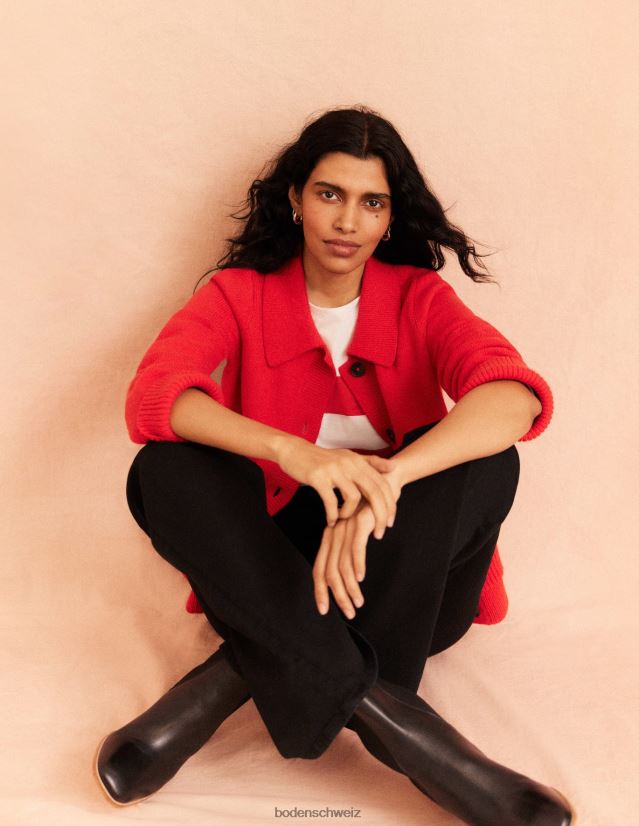 Boden Frauen Strickjacke mit Kragen VH86PT2214 Kleidung Hochrisikorot