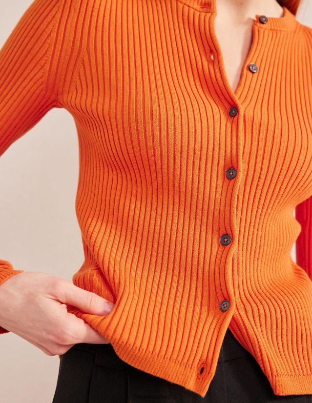 Boden Frauen Strickjacke mit gerippten Details VH86PT2121 Kleidung Kumquat