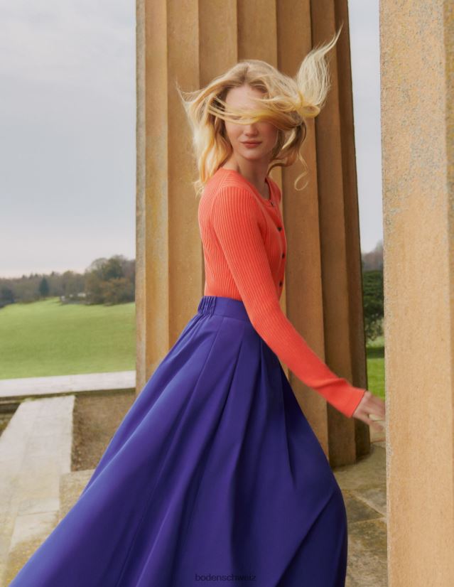 Boden Frauen Strickjacke mit gerippten Details VH86PT2121 Kleidung Kumquat