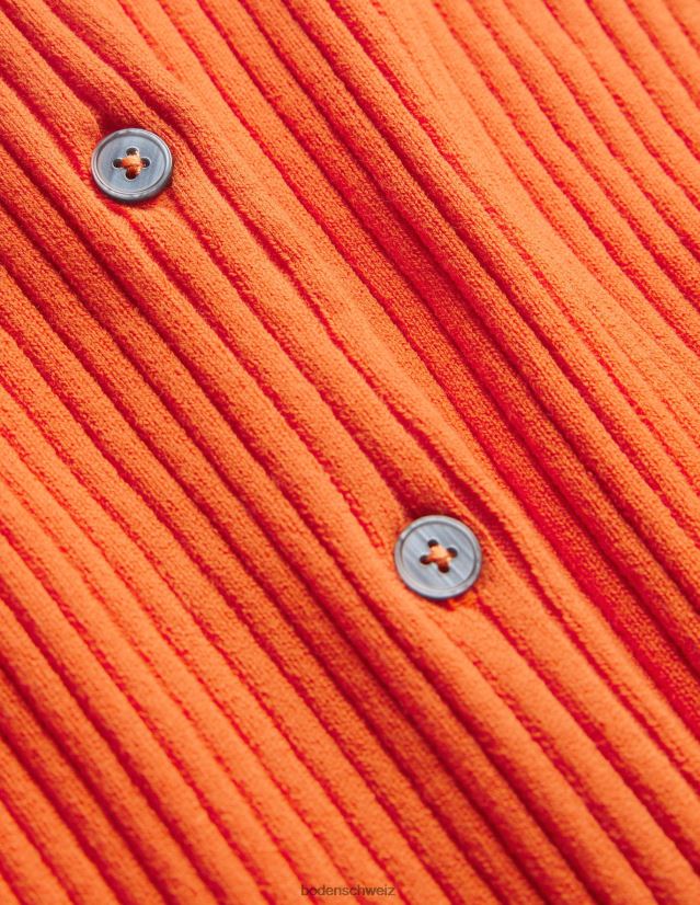 Boden Frauen Strickjacke mit gerippten Details VH86PT2121 Kleidung Kumquat