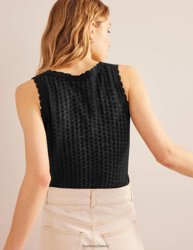 Boden Frauen Tanktop aus Pointelle-Strick VH86PT1583 Kleidung Schwarz