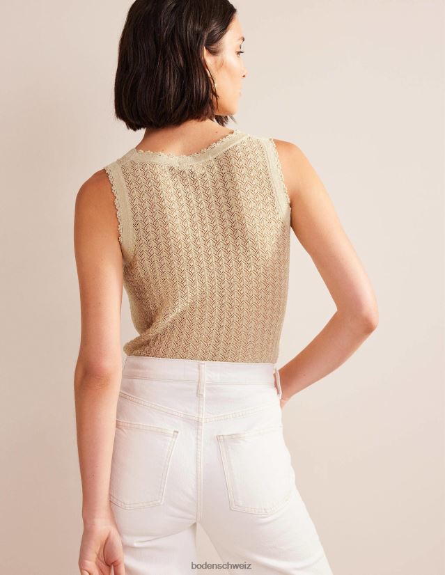 Boden Frauen Tanktop aus Pointelle-Strick VH86PT1896 Kleidung goldener Glanz