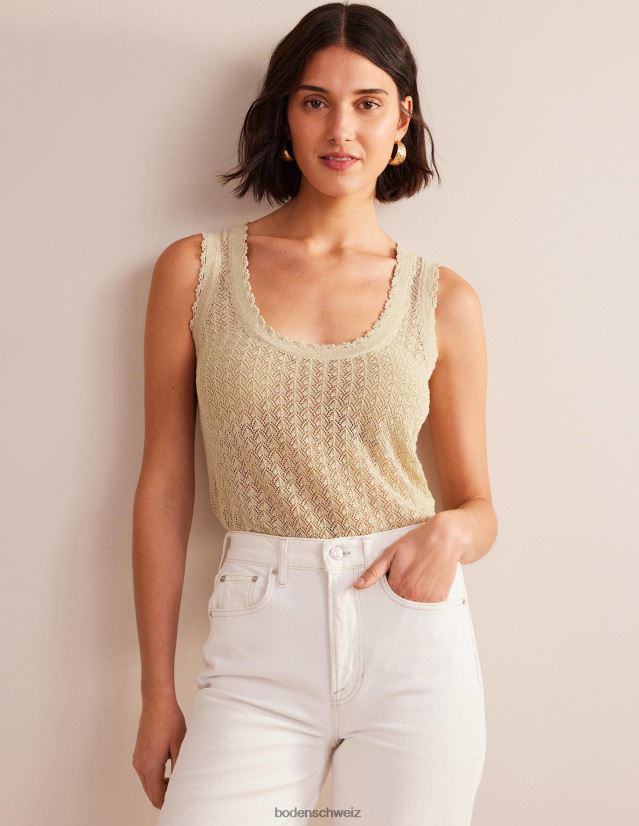 Boden Frauen Tanktop aus Pointelle-Strick VH86PT1896 Kleidung goldener Glanz