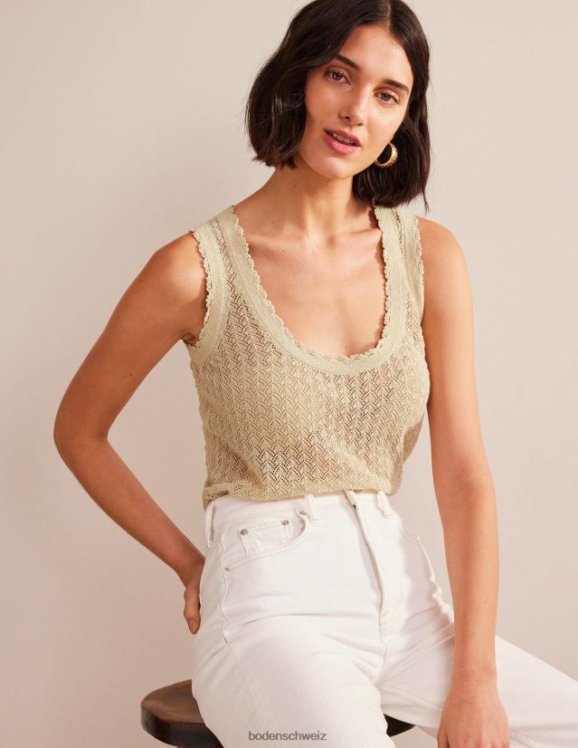 Boden Frauen Tanktop aus Pointelle-Strick VH86PT1896 Kleidung goldener Glanz