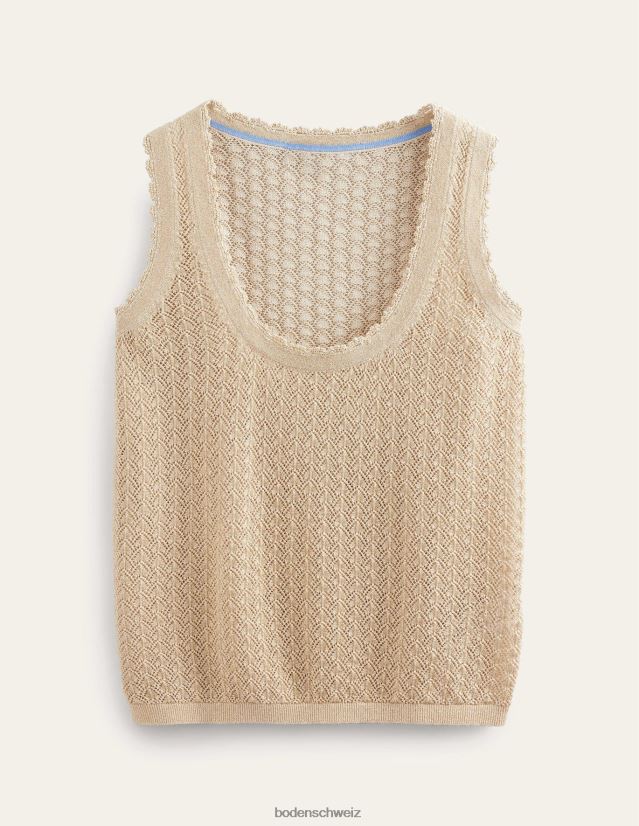 Boden Frauen Tanktop aus Pointelle-Strick VH86PT1896 Kleidung goldener Glanz