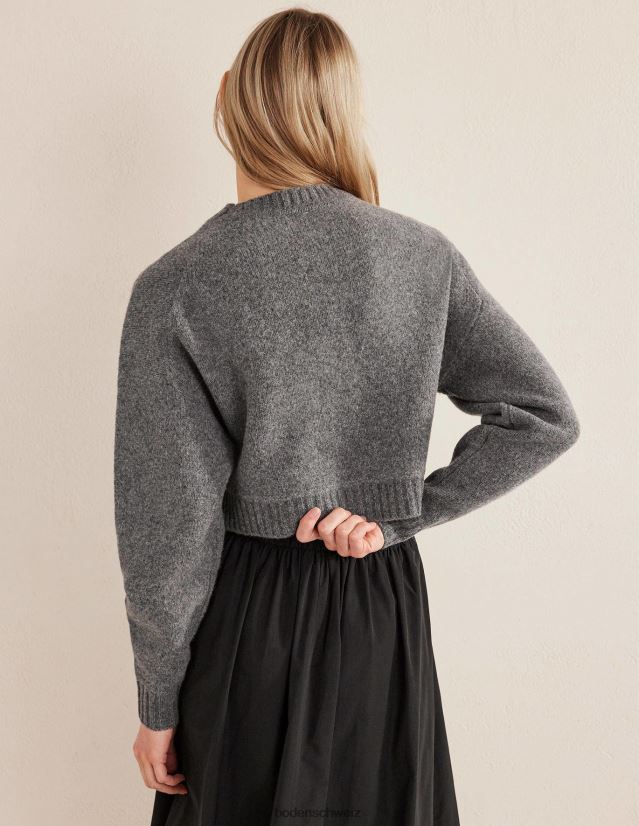 Boden Frauen Verzierter Cardigan mit Käfermotiv VH86PT1678 Kleidung dunkelgrau meliert