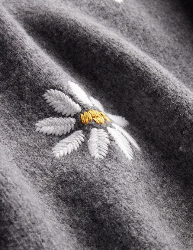 Boden Frauen Verzierter Wollpullover VH86PT1269 Kleidung dunkelgrau meliert