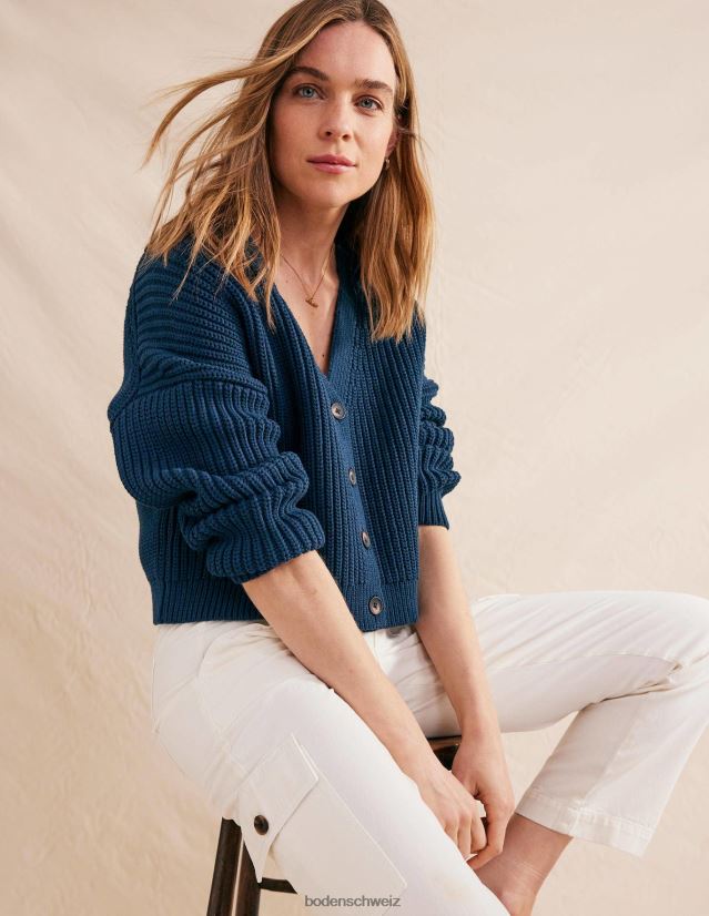 Boden Frauen Übergroßer gerippter Cardigan VH86PT1141 Kleidung Marine