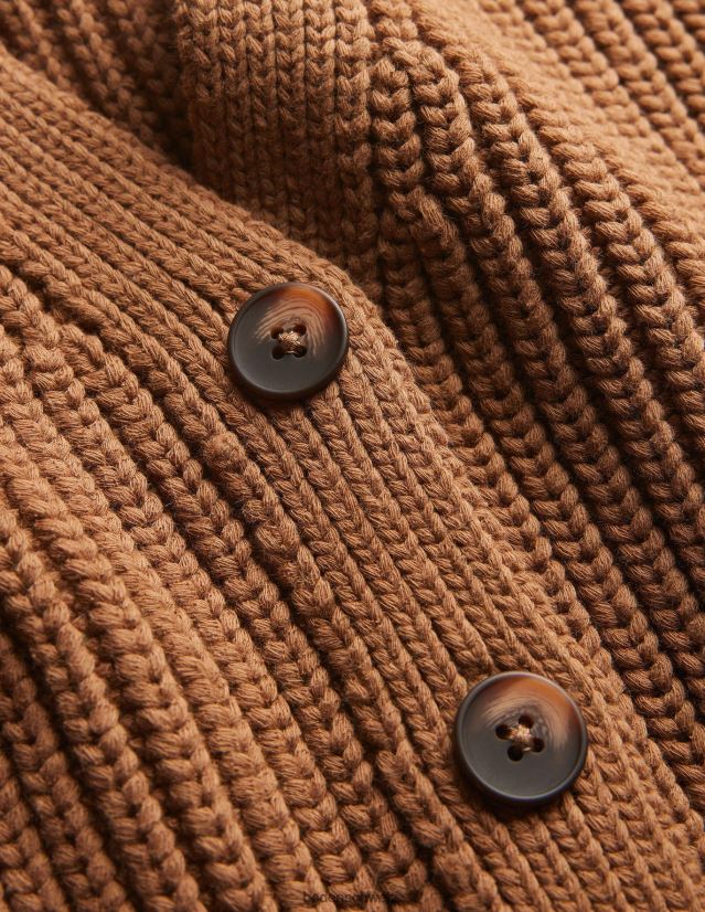 Boden Frauen Übergroßer gerippter Cardigan VH86PT1214 Kleidung Kamelmelange