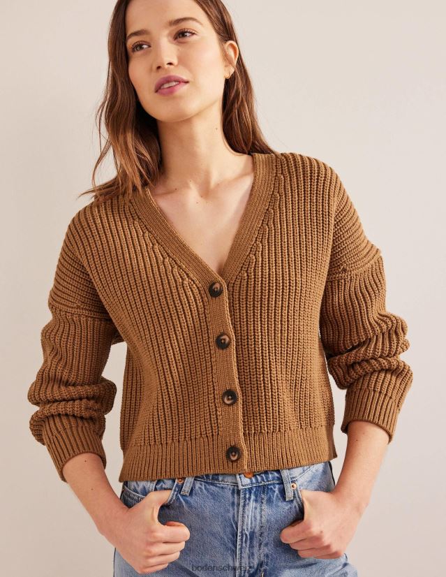 Boden Frauen Übergroßer gerippter Cardigan VH86PT1214 Kleidung Kamelmelange