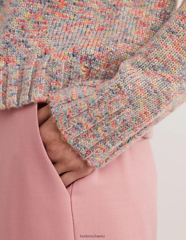 Boden Frauen gesprenkelter, flauschiger Pullover VH86PT1544 Kleidung graue Melange