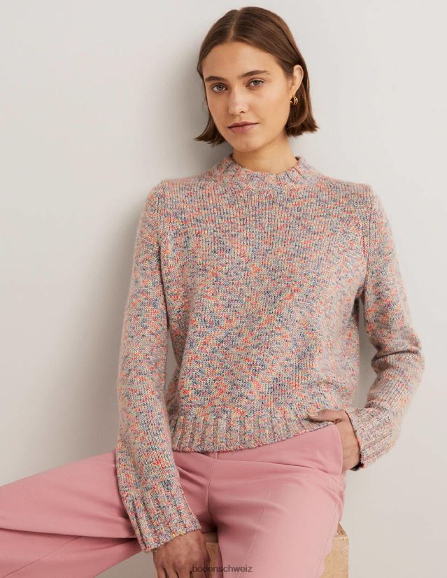 Boden Frauen gesprenkelter, flauschiger Pullover VH86PT1544 Kleidung graue Melange