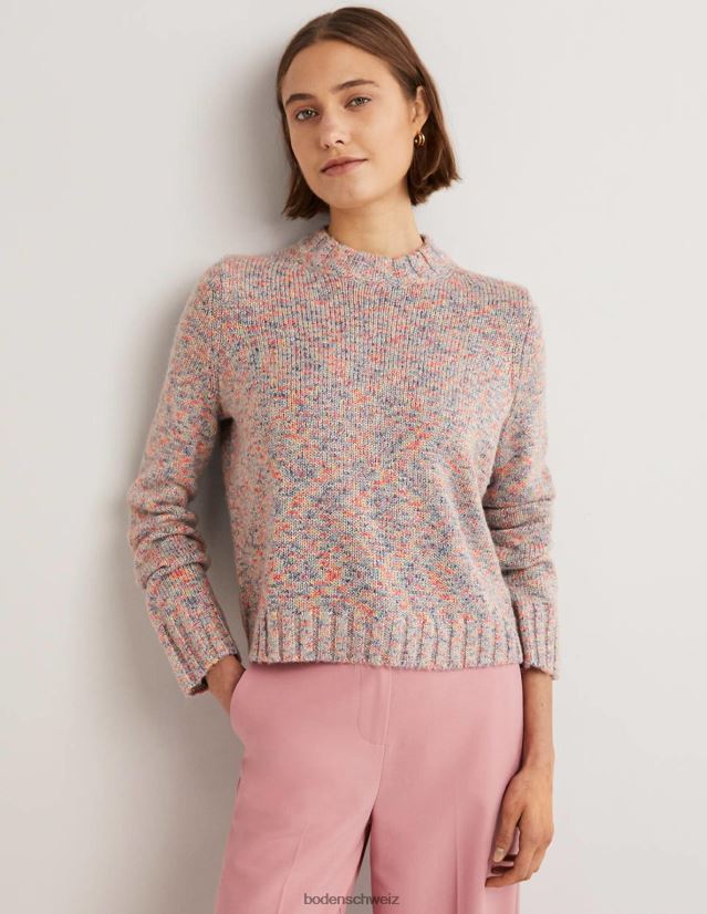 Boden Frauen gesprenkelter, flauschiger Pullover VH86PT1544 Kleidung graue Melange